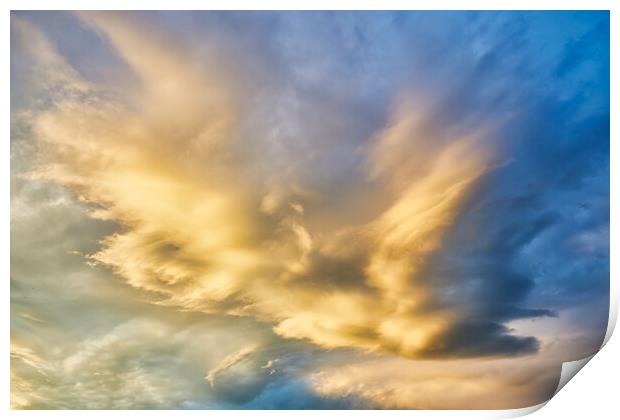 Nice cloudscape with sunset light Print by Arpad Radoczy
