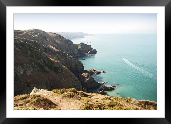 Rocky coast near Crabbe, Jersey, Channel Islands Framed Mounted Print by David Mather