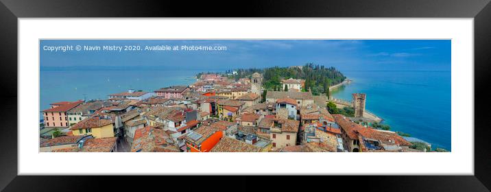 Panoramic Image of Sirmione, Lake Garda, Italy Framed Mounted Print by Navin Mistry