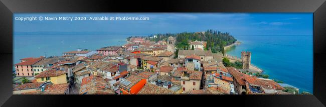 Panoramic Image of Sirmione, Lake Garda, Italy Framed Print by Navin Mistry