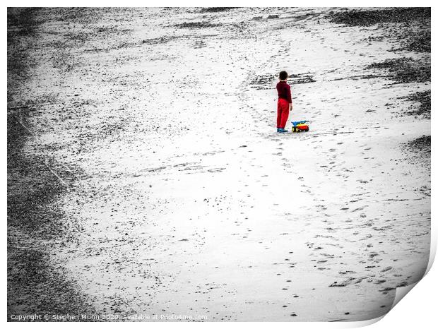 Boy on the beach Print by Stephen Munn