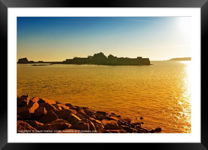 Sunset at St. Hellier, Jersey, Channel Islands Framed Mounted Print by David Mather