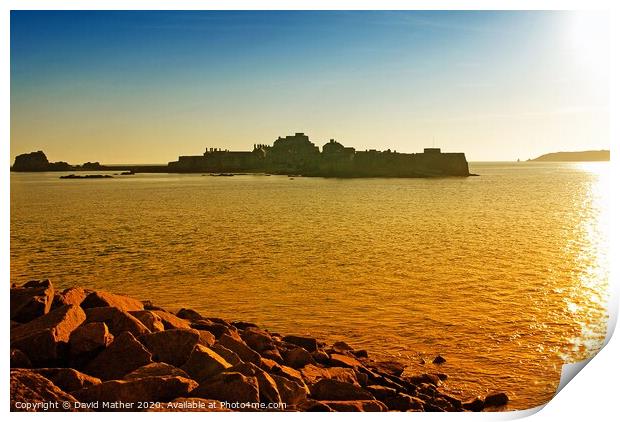 Sunset at St. Hellier, Jersey, Channel Islands Print by David Mather
