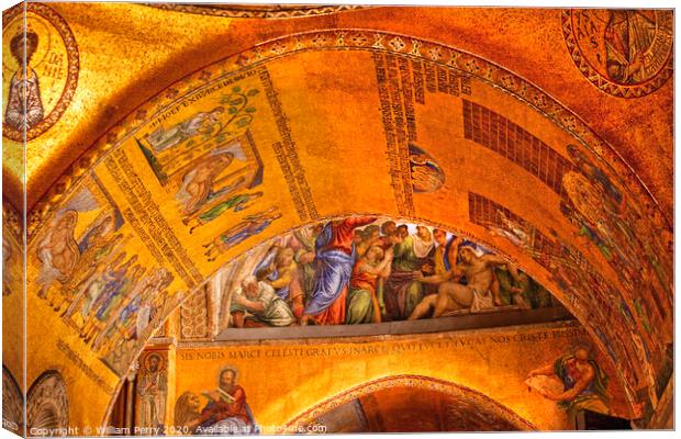 Saint Mark's Basilica Arch Golden Mosaics Venice Italy Canvas Print by William Perry