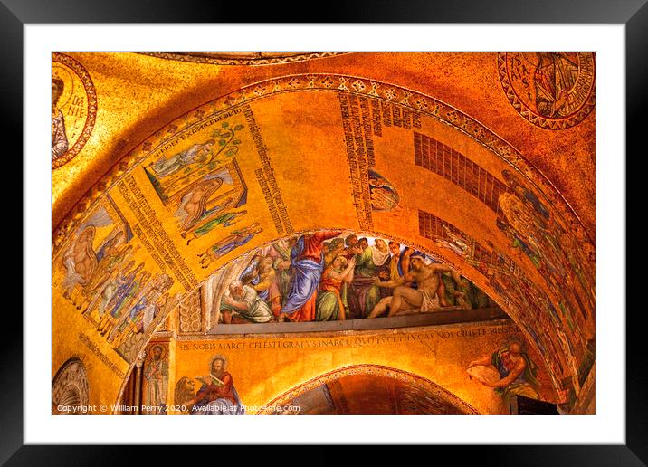 Saint Mark's Basilica Arch Golden Mosaics Venice Italy Framed Mounted Print by William Perry