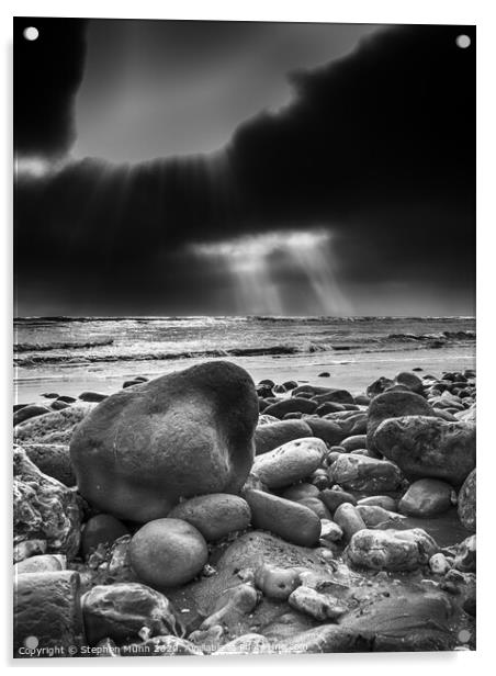 Lyme Regis stoney beach Acrylic by Stephen Munn