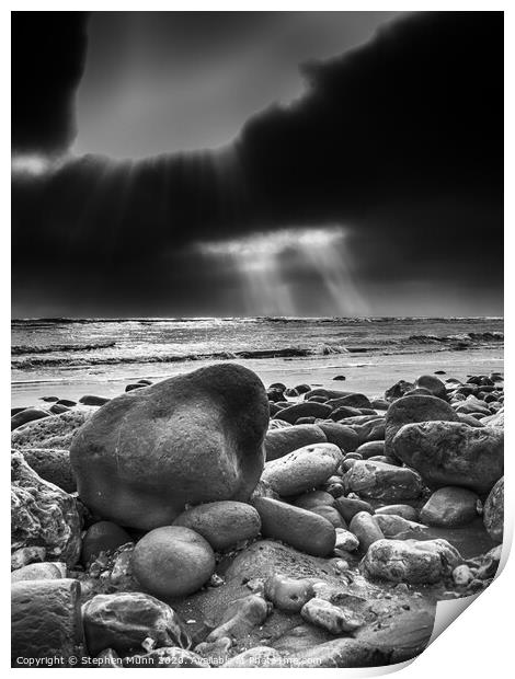 Lyme Regis stoney beach Print by Stephen Munn