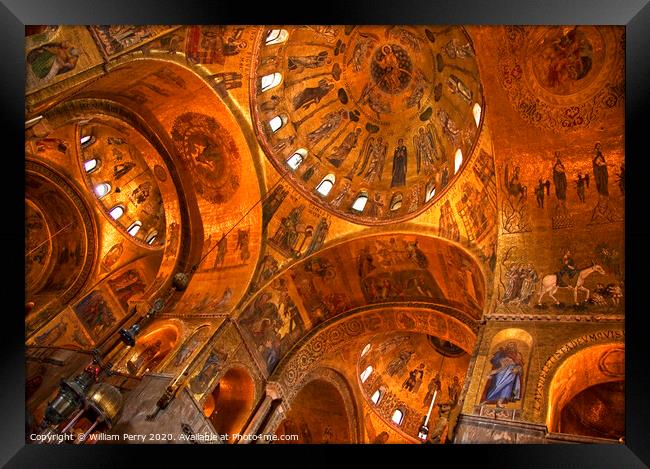 Saint Mark's Basilica Golden Mosaics Venice Italy Framed Print by William Perry