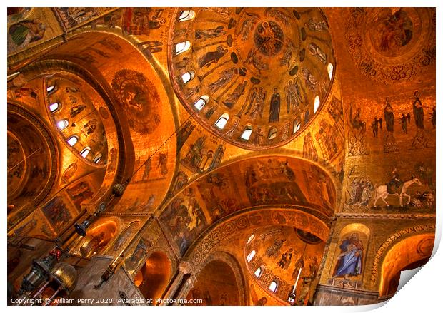 Saint Mark's Basilica Golden Mosaics Venice Italy Print by William Perry