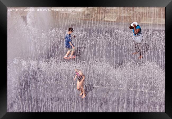 Children Having Fun in Fountains Framed Print by Laurence Tobin