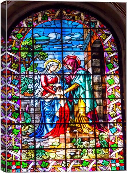Visitation Mary Elizabeth Stained Glass San Francisco Grande Madrid Spain Canvas Print by William Perry