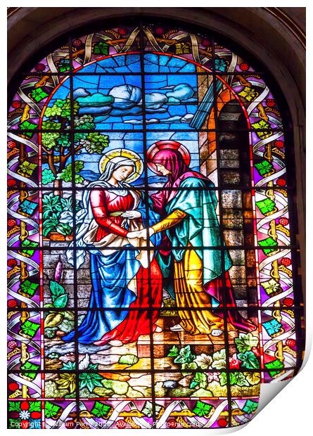 Visitation Mary Elizabeth Stained Glass San Francisco Grande Madrid Spain Print by William Perry