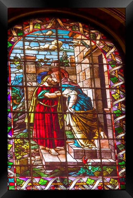 Mary Joseph Stained Glass San Francisco el Grande Madrid Spain Framed Print by William Perry