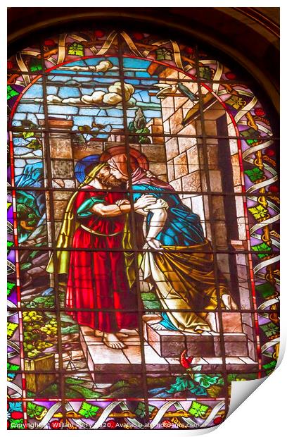 Mary Joseph Stained Glass San Francisco el Grande Madrid Spain Print by William Perry