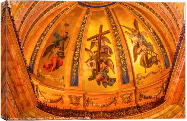 Golden Frescos Dome San Francisco el Grande Madrid Spain Canvas Print by William Perry