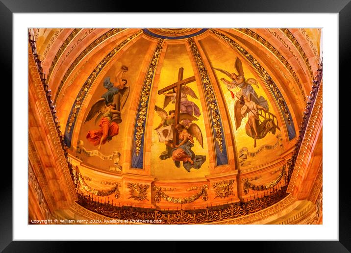 Golden Frescos Dome San Francisco el Grande Madrid Spain Framed Mounted Print by William Perry