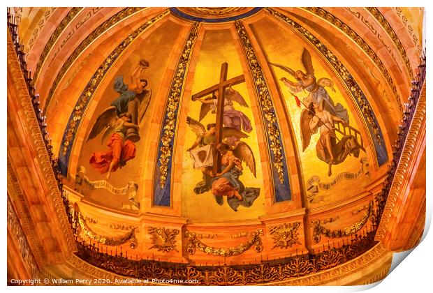 Golden Frescos Dome San Francisco el Grande Madrid Spain Print by William Perry