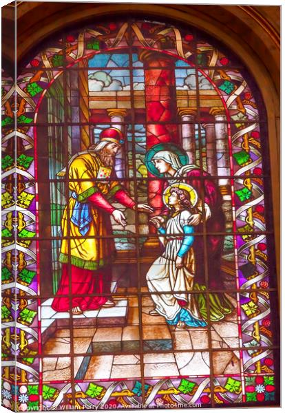 Jesus Temple Stained Glass San Francisco el Grande Madrid Spain Canvas Print by William Perry