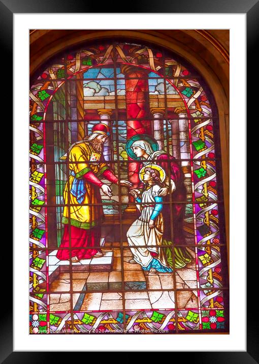 Jesus Temple Stained Glass San Francisco el Grande Madrid Spain Framed Mounted Print by William Perry