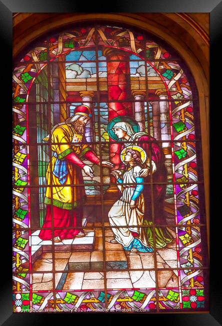 Jesus Temple Stained Glass San Francisco el Grande Madrid Spain Framed Print by William Perry