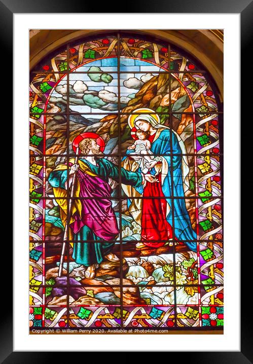 Mary Jesus Stained Glass San Francisco el Grande Madrid Spain Framed Mounted Print by William Perry