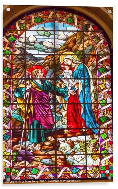Mary Jesus Stained Glass San Francisco el Grande Madrid Spain Acrylic by William Perry