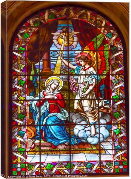 Annunciation Stained Glass San Francisco el Grande Madrid Spain Canvas Print by William Perry