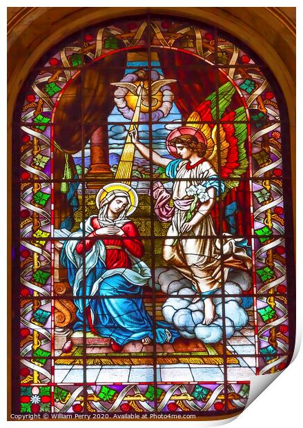 Annunciation Stained Glass San Francisco el Grande Madrid Spain Print by William Perry