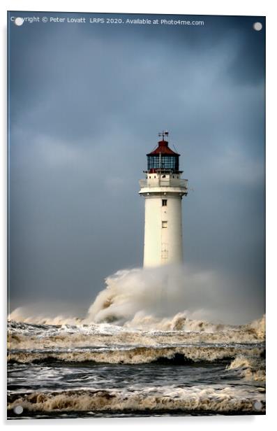 New Brighton Lighthouse in a Storm Acrylic by Peter Lovatt  LRPS