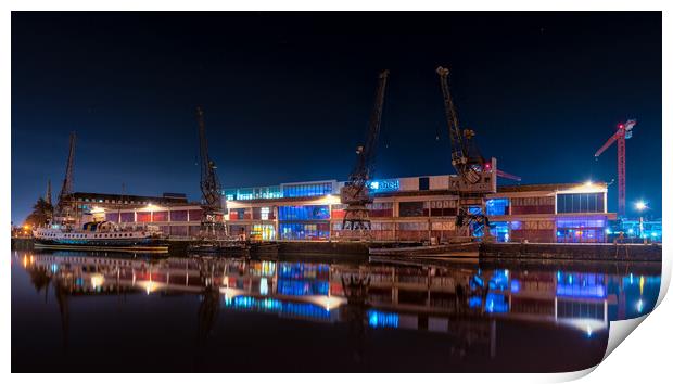 Bristol M Shed cranes reflections  Print by Dean Merry