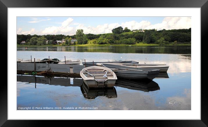 Rowing boats docked at Balloch loch Framed Mounted Print by Fiona Williams