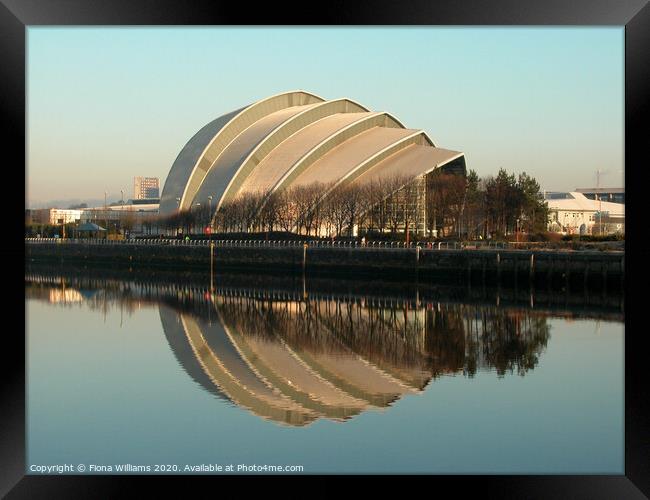 Armadillo and reflection in the River Clyde Framed Print by Fiona Williams