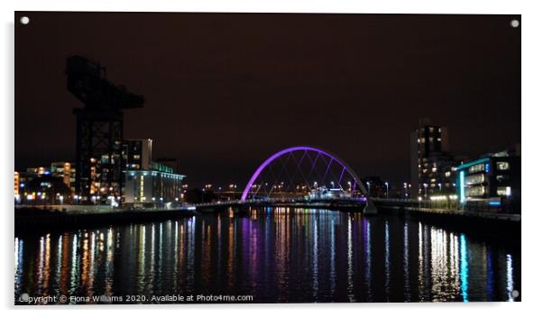 Glasgow at night Acrylic by Fiona Williams
