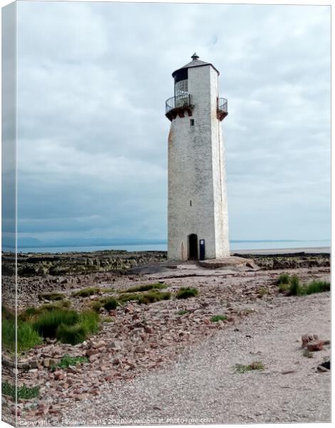 Southerness Lighthouse side on Canvas Print by Fiona Williams