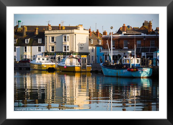 Weymouth Harbour on a still evening Framed Mounted Print by Paul Brewer