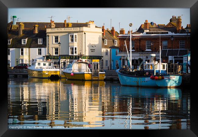 Weymouth Harbour on a still evening Framed Print by Paul Brewer