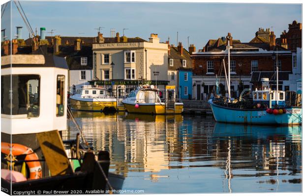 Weymouth Harbour on a still evening Canvas Print by Paul Brewer