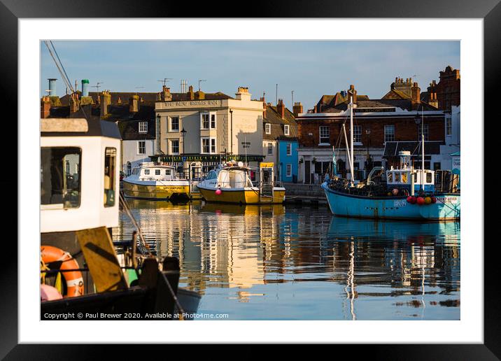 Weymouth Harbour on a still evening Framed Mounted Print by Paul Brewer