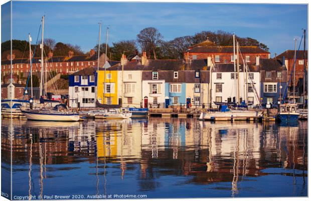 The beautiful Weymouth Harbour on a still April evening Canvas Print by Paul Brewer