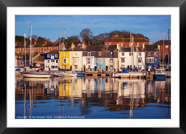 The beautiful Weymouth Harbour on a still April evening Framed Mounted Print by Paul Brewer