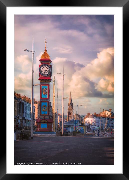 Weymouth Clock Framed Mounted Print by Paul Brewer