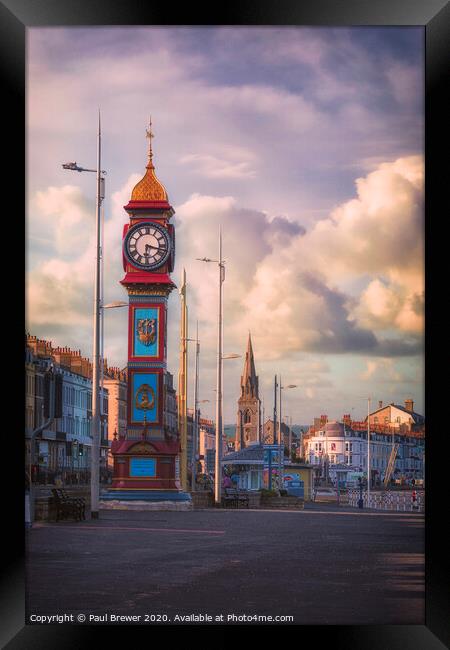 Weymouth Clock Framed Print by Paul Brewer