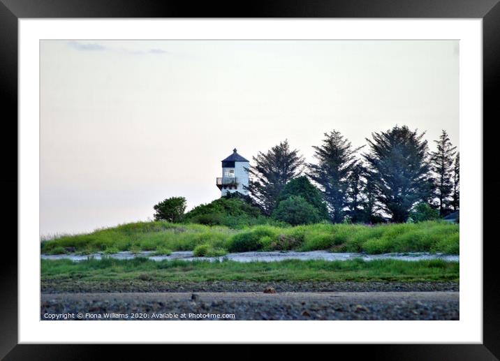 Southerness lighthouse from the left side beach Framed Mounted Print by Fiona Williams