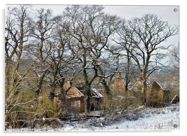 Derelict Farmhouse at Carbarns Farm in Netherton o Acrylic by Fiona Williams