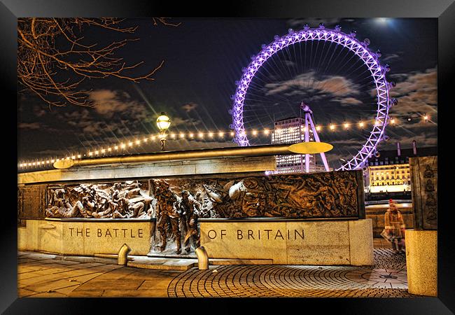 Battle of Britain Monument and London Eye Framed Print by Phil Hall