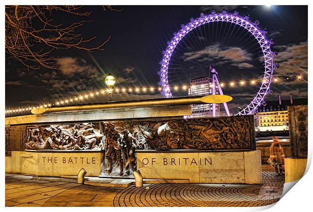 Battle of Britain Monument and London Eye Print by Phil Hall