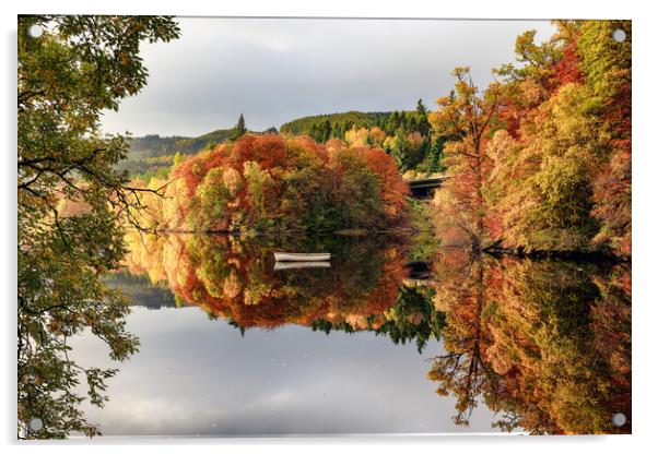 Loch Faskally Autumn Acrylic by Grant Glendinning