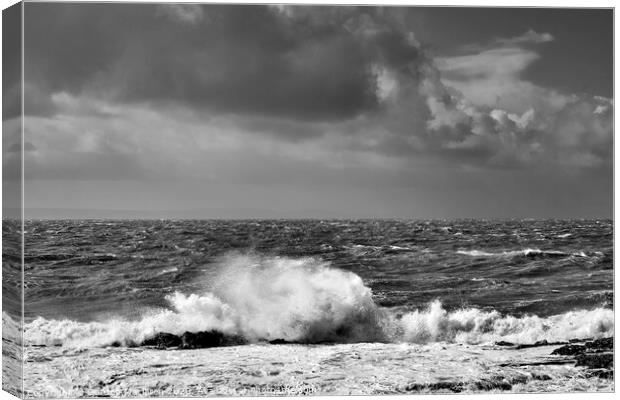 Waves crashing against the rocks Canvas Print by Gordon Maclaren