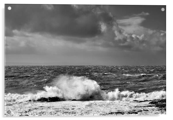 Waves crashing against the rocks Acrylic by Gordon Maclaren