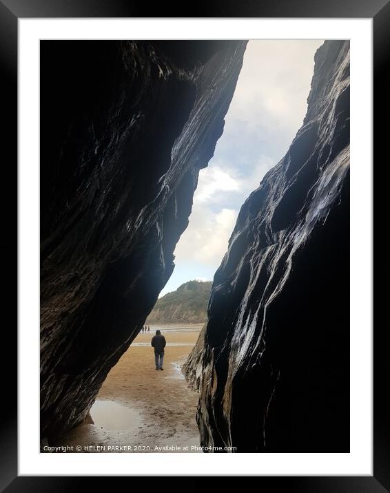 View from inside the cave Framed Mounted Print by HELEN PARKER